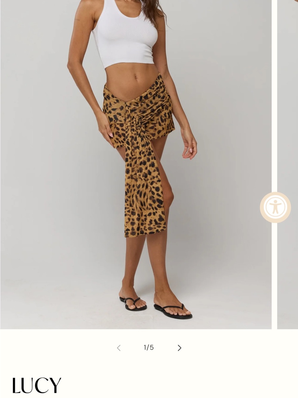 RESA Leopard-Print Asymmetrical Tie Skirt in Tan and Black